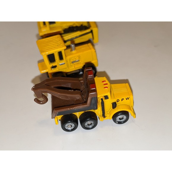 Lot 4 Vintage Galoob Micro Machines Construction Trucks Yellow Black - Picture 4 of 9